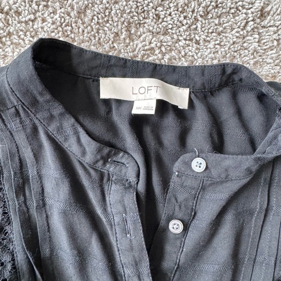 LOFT Maternity Black Long Sleeve Button-Down Blouse lace detail– Size Medium - Picture 4 of 5